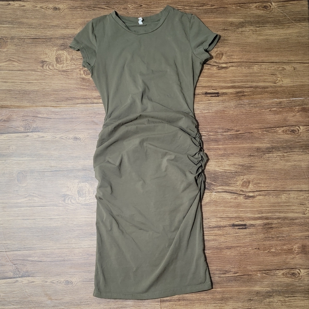 Missufe Maternity Midi Bodycon Short Sleeve Dress - Size Small